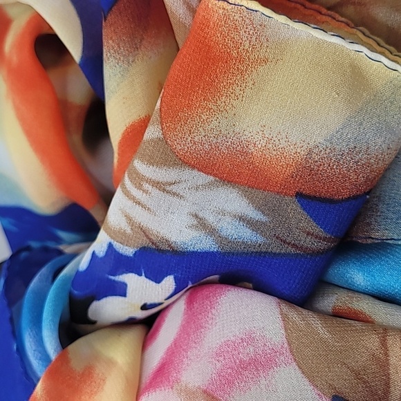 Floral Colorful Lightweight Scarf Summer Spring - Picture 3 of 3